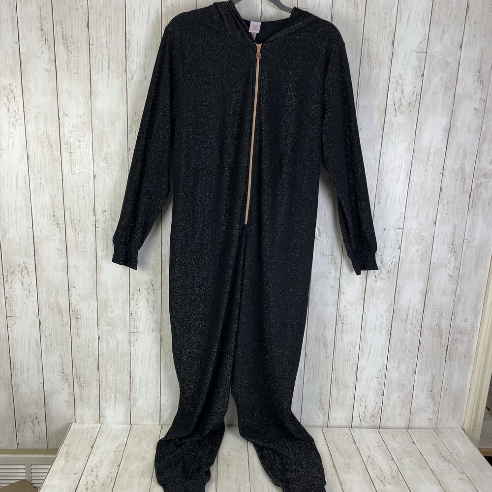 Savage x Fenty Sleep & Shine Sparkle Black Hooded Jumpsuit Women Size 1X